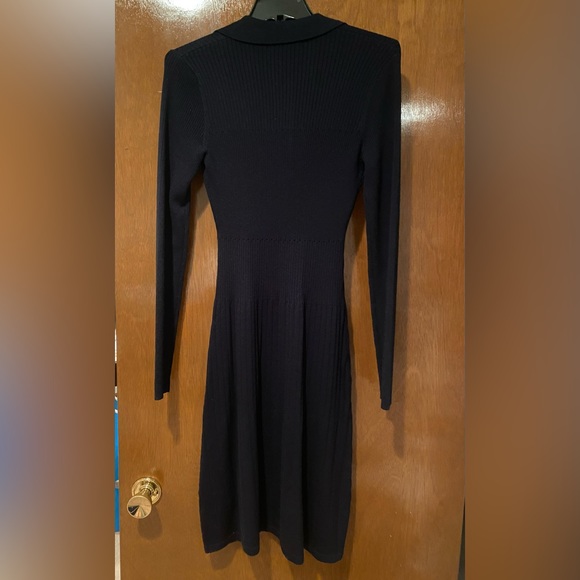 NWT Theory Navy Long Sleeve Rib Knit Polo Dress in Navy, size S - Picture 4 of 8